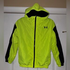 Under Armour Kids' Neon Yellow and Black lined jacket size medium